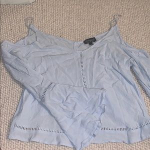 Topshop Baby Blue Bell-Sleeved Cutout Top
